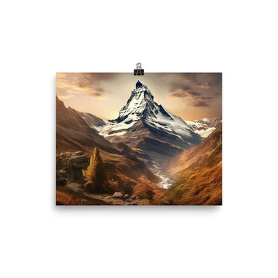 Matterhorn - Epische Malerei - Landschaft - Premium Poster (glänzend) berge xxx 20.3 x 25.4 cm