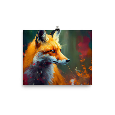Fuchs - Ölmalerei - Schönes Kunstwerk - Premium Poster (glänzend) camping xxx 20.3 x 25.4 cm