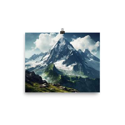 Gigantischer Berg - Landschaftsmalerei - Premium Poster (glänzend) berge xxx 20.3 x 25.4 cm
