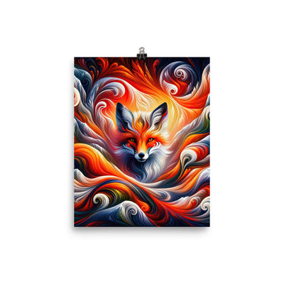 Abstraktes Kunstwerk, das den Geist der Alpen verkörpert. Leuchtender Fuchs in den Farben Orange, Rot, Weiß - Premium Luster Photo camping xxx yyy zzz 20.3 x 25.4 cm