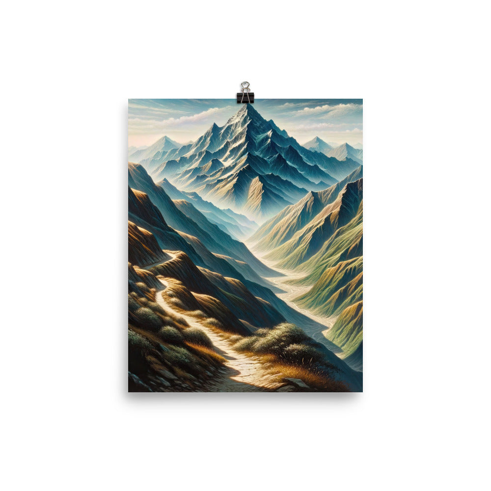Berglandschaft: Acrylgemälde mit hervorgehobenem Pfad - Premium Poster (glänzend) berge xxx yyy zzz 20.3 x 25.4 cm