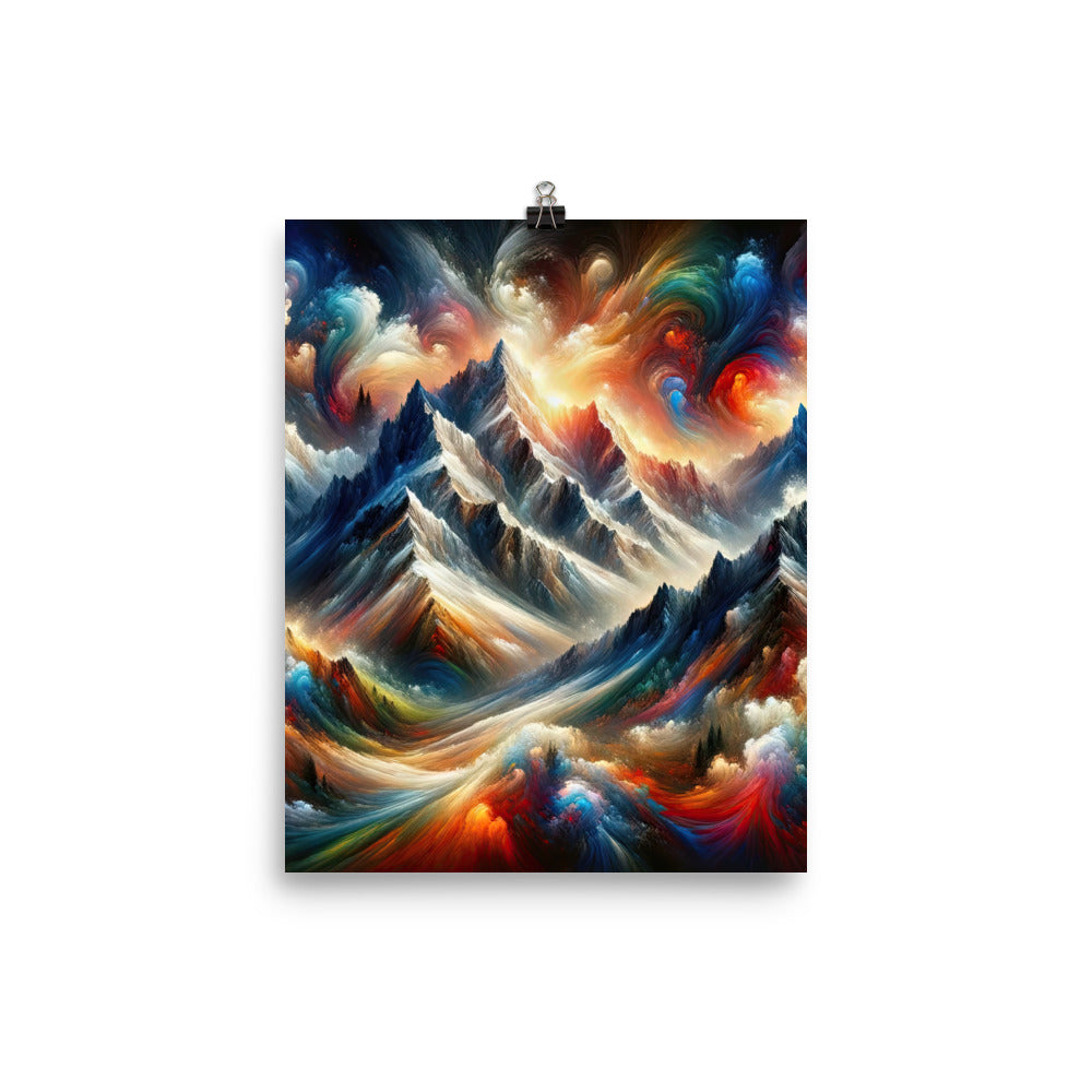 Expressionistische Alpen, Berge: Gemälde mit Farbexplosion - Premium Poster (glänzend) berge xxx yyy zzz 20.3 x 25.4 cm