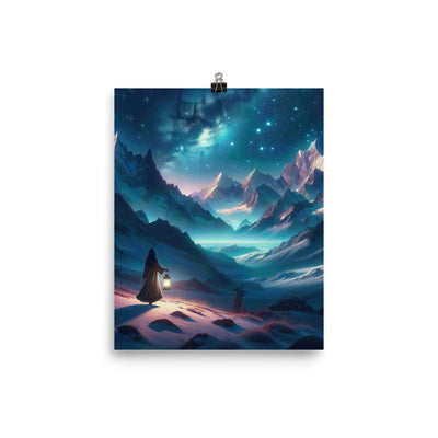 Stille Alpennacht: Digitale Kunst mit Gipfeln und Sternenteppich - Premium Poster (glänzend) wandern xxx yyy zzz 20.3 x 25.4 cm