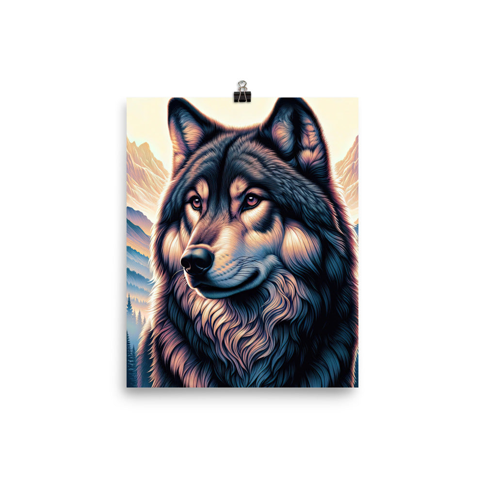 Majestätischer, glänzender Wolf in leuchtender Illustration (AN) - Premium Poster (glänzend) xxx yyy zzz 20.3 x 25.4 cm