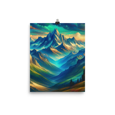 Atemberaubende alpine Komposition mit majestätischen Gipfeln und Tälern - Premium Poster (glänzend) berge xxx yyy zzz 20.3 x 25.4 cm
