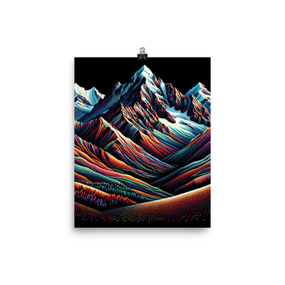 Pointillistische Darstellung der Alpen, Farbpunkte formen die Landschaft - Premium Poster (glänzend) berge xxx yyy zzz 20.3 x 25.4 cm