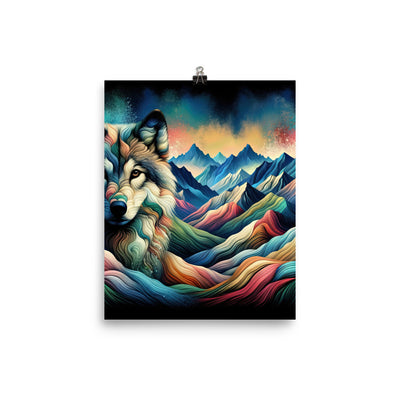 Traumhaftes Alpenpanorama mit Wolf in wechselnden Farben und Mustern (AN) - Premium Poster (glänzend) xxx yyy zzz 20.3 x 25.4 cm
