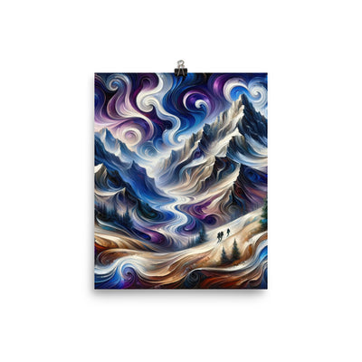 Ölgemälde der Alpen in abstraktem Expressionismus, wilde Naturdarstellung - Premium Poster (glänzend) berge xxx yyy zzz 20.3 x 25.4 cm