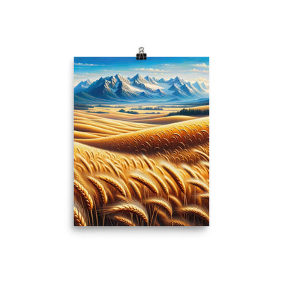 Ölgemälde eines weiten bayerischen Weizenfeldes, golden im Wind (TR) - Premium Poster (glänzend) xxx yyy zzz 20.3 x 25.4 cm