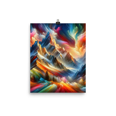 Lebendige abstrakte Alpendarstellung in populärem Kunststil - Premium Poster (glänzend) berge xxx yyy zzz 20.3 x 25.4 cm