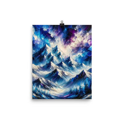 Alpenabstraktion mit dramatischem Himmel in Öl - Premium Poster (glänzend) berge xxx yyy zzz 20.3 x 25.4 cm
