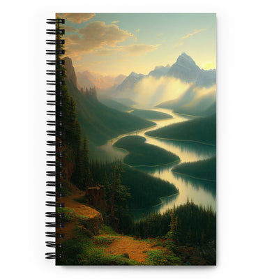 Landschaft mit Bergen, See und viel grüne Natur - Malerei - Notizbuch berge xxx Default Title