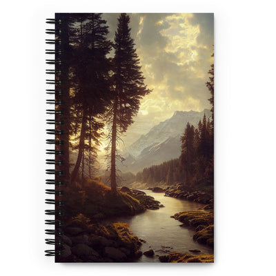 Landschaft mit Bergen, Fluss und Bäumen - Malerei -Notizbuch berge xxx Default Title
