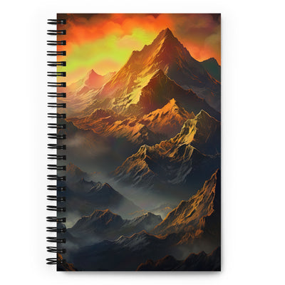 Wunderschöne Himalaya Gebirge im Nebel und Sonnenuntergang - Malerei - Notizbuch berge xxx Default Title