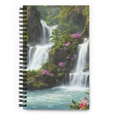 Wasserfall im Wald und Blumen - Schöne Malerei - Notizbuch camping xxx Default Title