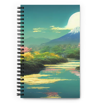 Berg, See und Wald mit pinken Bäumen - Landschaftsmalerei - Notizbuch berge xxx Default Title