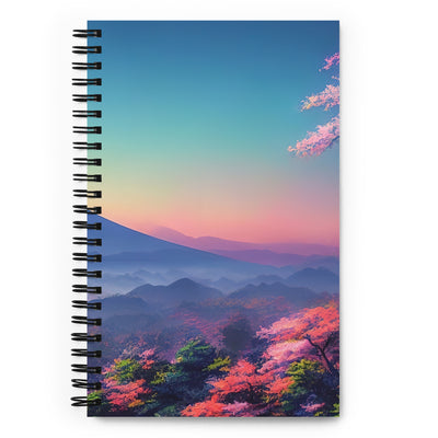 Berg und Wald mit pinken Bäumen - Landschaftsmalerei - Notizbuch berge xxx Default Title