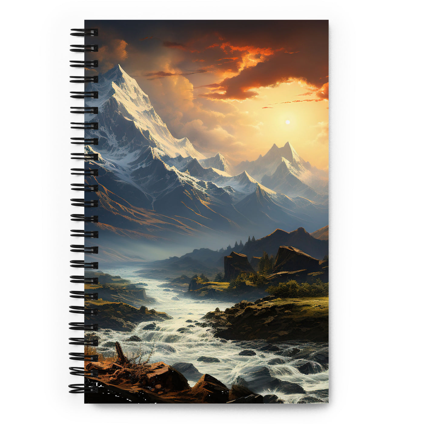 Berge, Sonne, steiniger Bach und Wolken - Epische Stimmung - Notizbuch berge xxx Default Title