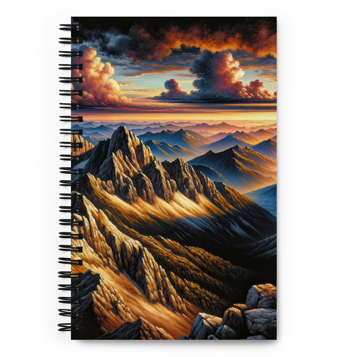 Alpen in Abenddämmerung: Acrylgemälde mit beleuchteten Berggipfeln - Notizbuch berge xxx yyy zzz Default Title