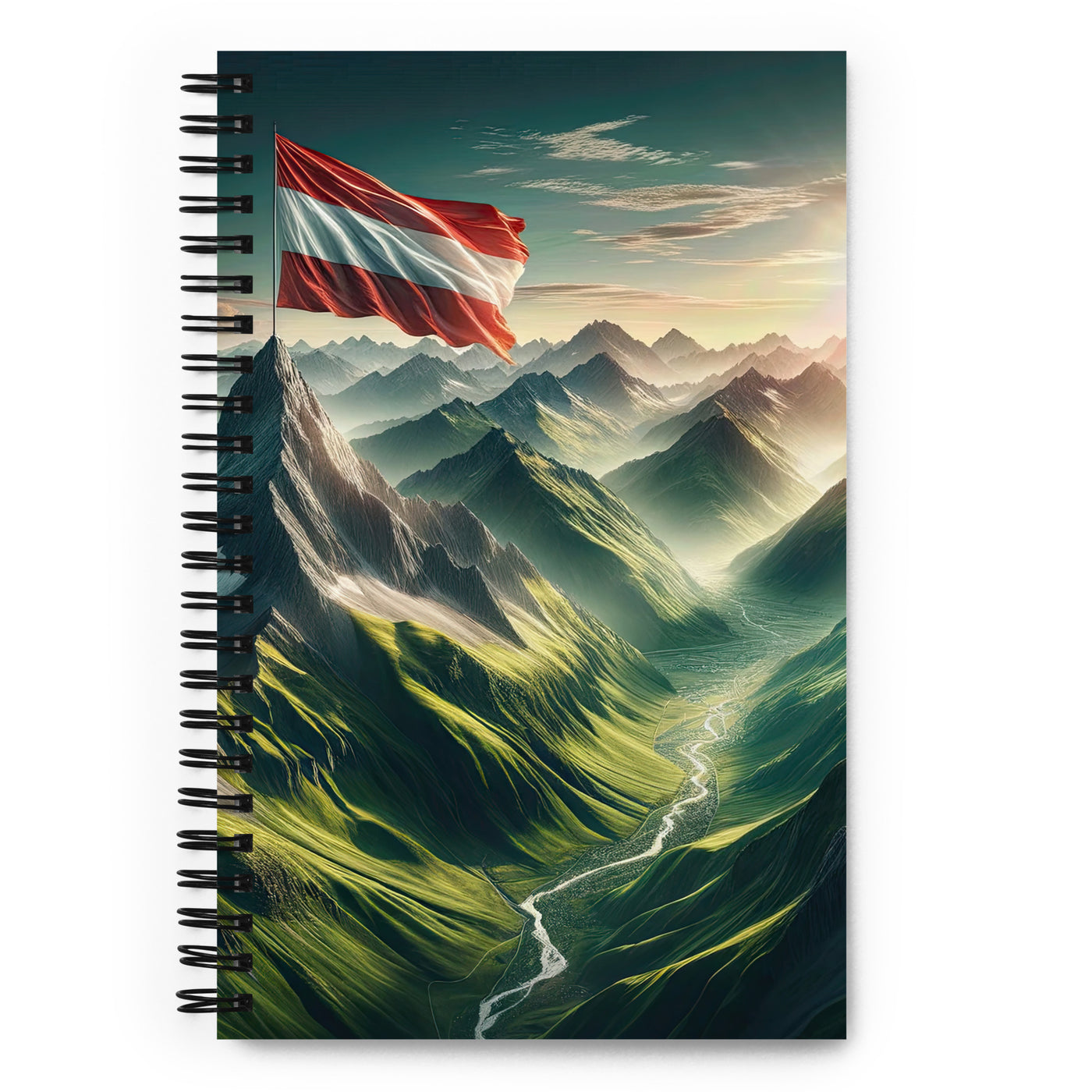 Alpen Gebirge: Fotorealistische Bergfläche mit Österreichischer Flagge - Notizbuch berge xxx yyy zzz Default Title