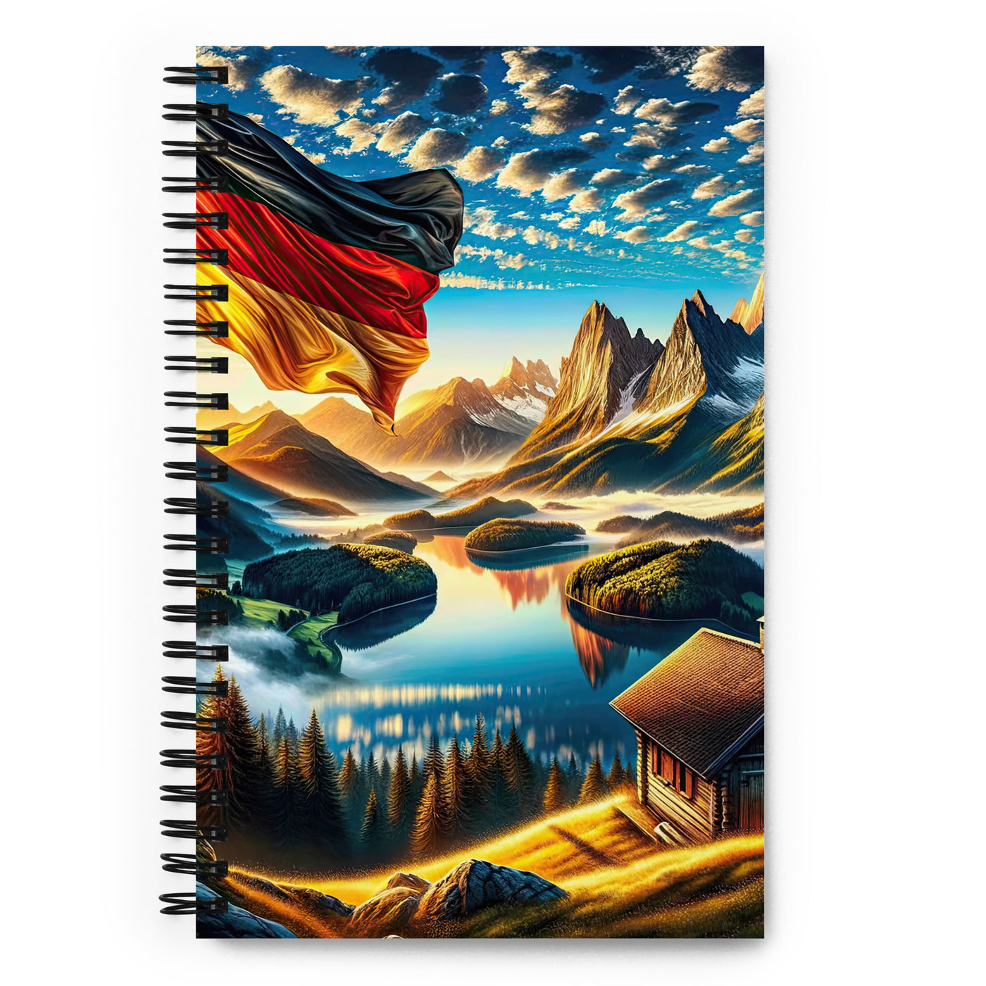 Alpen Gebirge im Morgenlicht: Kunstwerk mit Deutsche Flagge - Notizbuch berge xxx yyy zzz Default Title