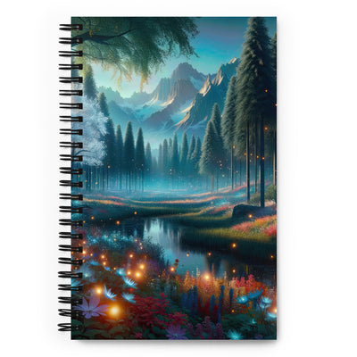 Ätherischer Alpenwald: Digitale Darstellung mit leuchtenden Bäumen und Blumen - Notizbuch camping xxx yyy zzz Default Title
