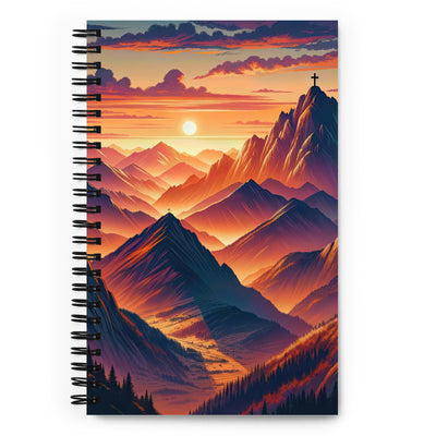 Dramatischer Alpen-Sonnenuntergang, Gipfelkreuz in Orange-Rosa (B) - Spiral Notebook xxx yyy zzz Default Title