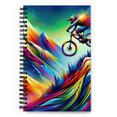Mountainbiker in farbenfroher Alpenkulisse mit abstraktem Touch (M) - Notizbuch xxx yyy zzz Default Title