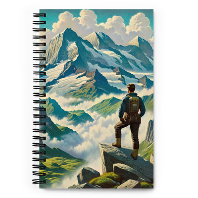 Panoramablick der Alpen mit Wanderer auf einem Hügel und schroffen Gipfeln - Notizbuch wandern xxx yyy zzz Default Title