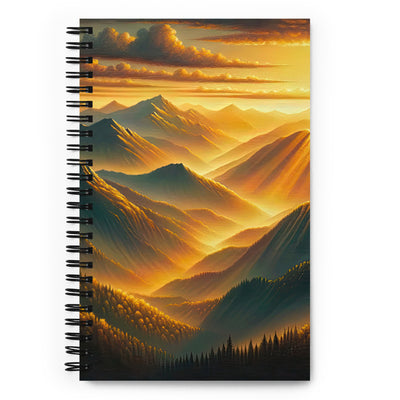 Ölgemälde der Berge in der goldenen Stunde, Sonnenuntergang über warmer Landschaft - Notizbuch berge xxx yyy zzz Default Title