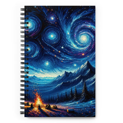 Sternennacht über den Alpen inspiriertes Ölgemälde, mystischer Nachthimmel in Blau - Notizbuch camping xxx yyy zzz Default Title