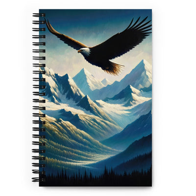 Ölgemälde eines Adlers vor schneebedeckten Bergsilhouetten - Notizbuch berge xxx yyy zzz Default Title