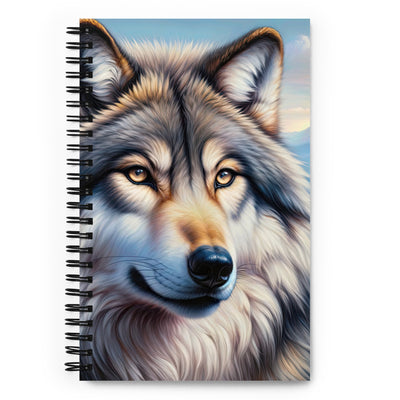 Ölgemäldeporträt eines majestätischen Wolfes mit intensiven Augen in der Berglandschaft (AN) - Notizbuch xxx yyy zzz Default Title
