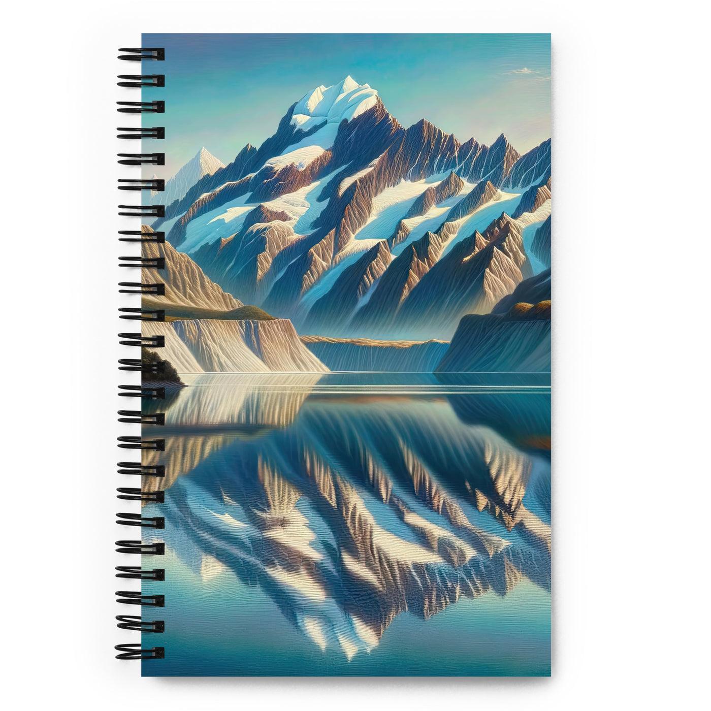 Ölgemälde eines unberührten Sees, der die Bergkette spiegelt - Notizbuch berge xxx yyy zzz Default Title