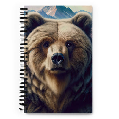 Foto eines Bären vor abstrakt gemalten Alpenbergen, Oberkörper im Fokus - Notizbuch camping xxx yyy zzz Default Title