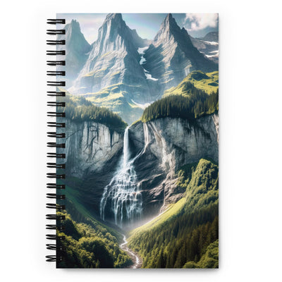 Foto der sommerlichen Alpen mit üppigen Gipfeln und Wasserfall - Notizbuch berge xxx yyy zzz Default Title