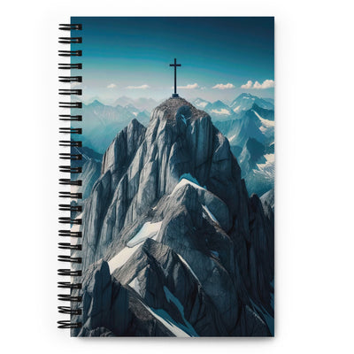 Foto der Alpen mit Gipfelkreuz an einem klaren Tag, schneebedeckte Spitzen vor blauem Himmel - Notizbuch berge xxx yyy zzz Default Title