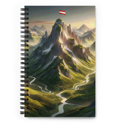 Fotorealistisches Bild der Alpen mit österreichischer Flagge, scharfen Gipfeln und grünen Tälern - Notizbuch berge xxx yyy zzz Default Title