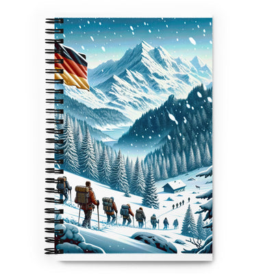Quadratische Winterillustration der Alpen mit deutscher Flagge und Wanderteam - Notizbuch wandern xxx yyy zzz Default Title