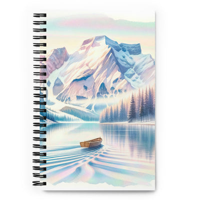 Aquarell eines klaren Alpenmorgens, Boot auf Bergsee in Pastelltönen - Notizbuch berge xxx yyy zzz Default Title