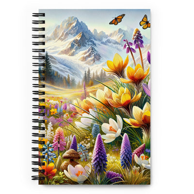 Aquarell einer ruhigen Almwiese, farbenfrohe Bergblumen in den Alpen - Notizbuch berge xxx yyy zzz Default Title