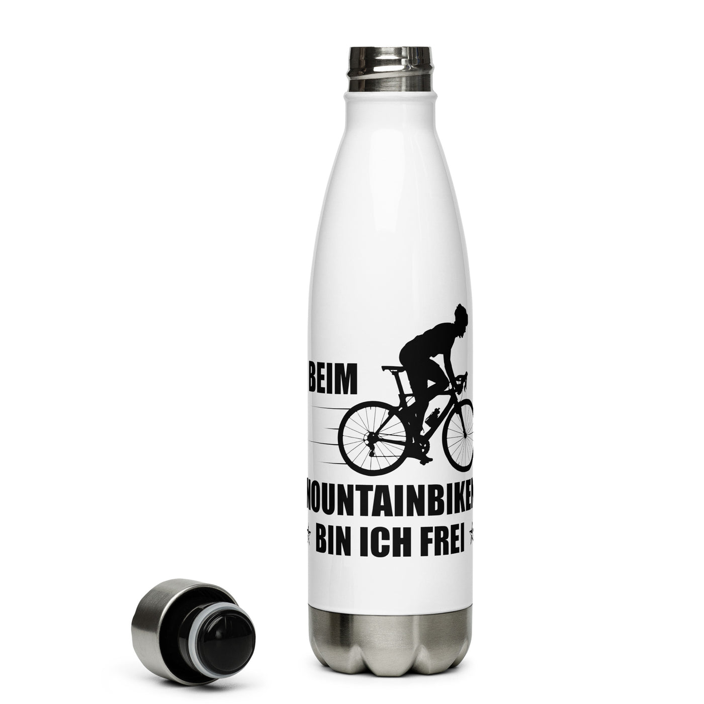Beim Mountainbiken Bin Ich Frei 2 - Edelstahl Trinkflasche