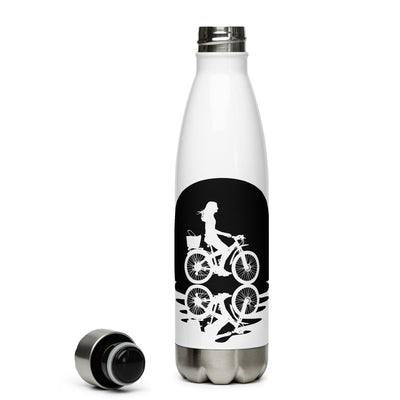 Kreis Und Spiegelung – Weibliches Radfahren - Edelstahl Trinkflasche fahrrad Default Title