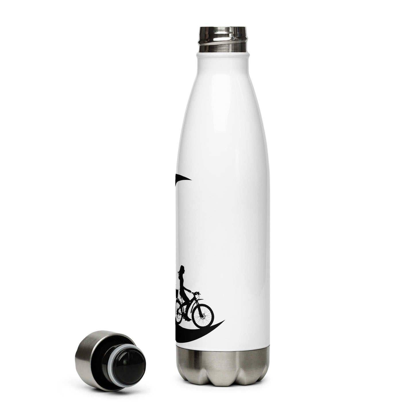 Halbmond - Weibliches Radfahren - Edelstahl Trinkflasche fahrrad