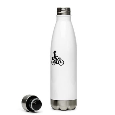 Herz Und Frau Beim Radfahren - Edelstahl Trinkflasche fahrrad