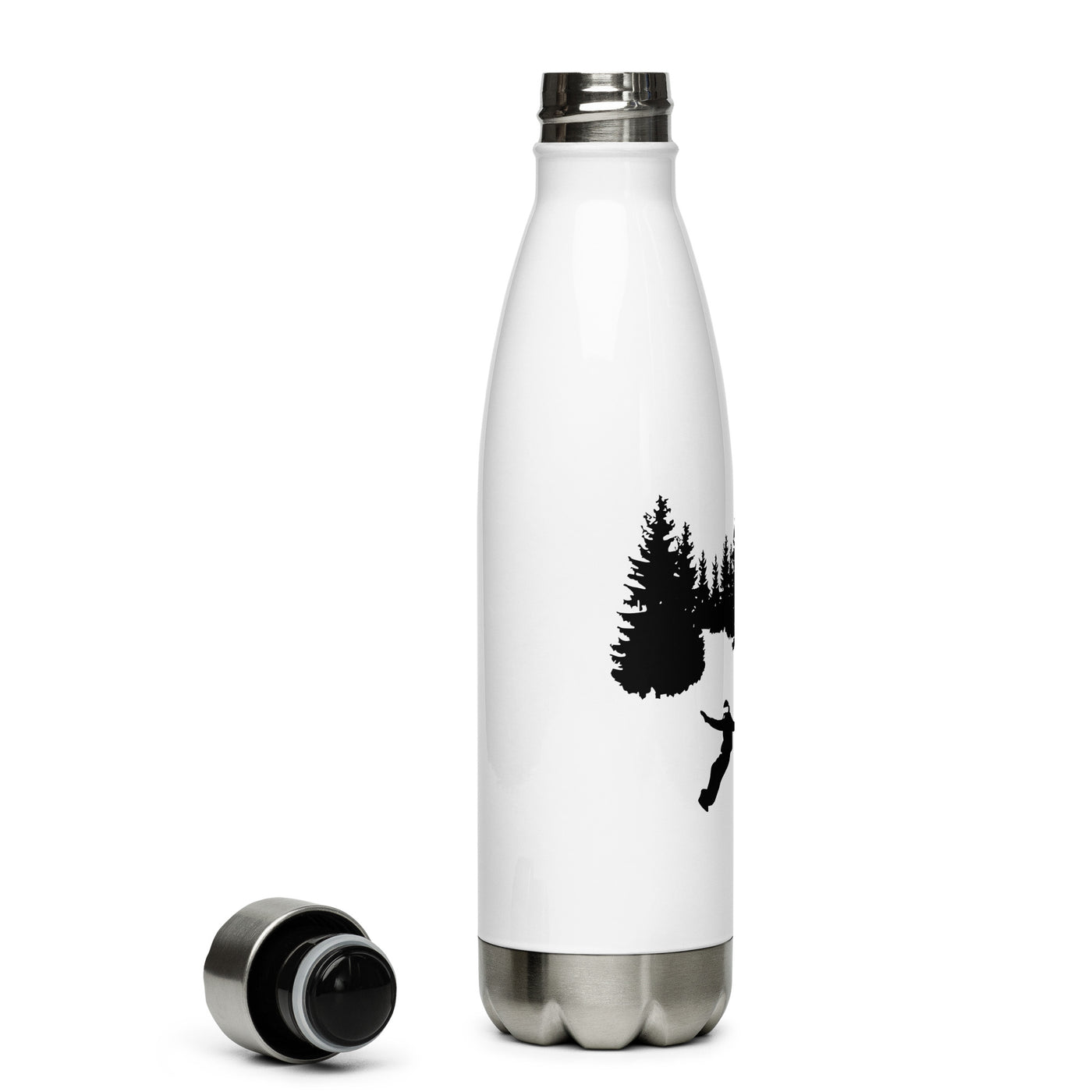 Bäume - Snowboarden - Skifahren - Edelstahl Trinkflasche ski