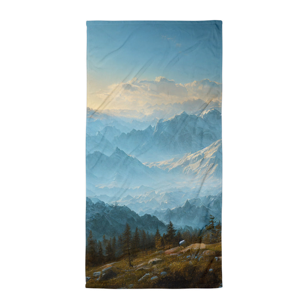 Schöne Berge mit Nebel bedeckt - Ölmalerei - Handtuch berge xxx Default Title
