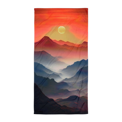 Sonnteruntergang, Gebirge und Nebel - Landschaftsmalerei - Handtuch berge xxx Default Title