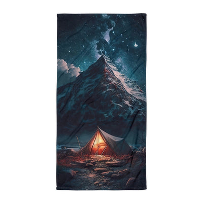 Zelt und Berg in der Nacht - Sterne am Himmel - Landschaftsmalerei - Handtuch camping xxx Default Title