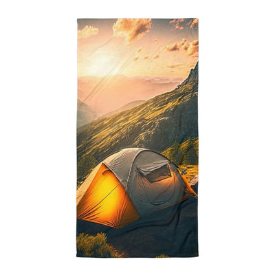 Zelt auf Berg im Sonnenaufgang - Landschafts - Handtuch camping xxx Default Title